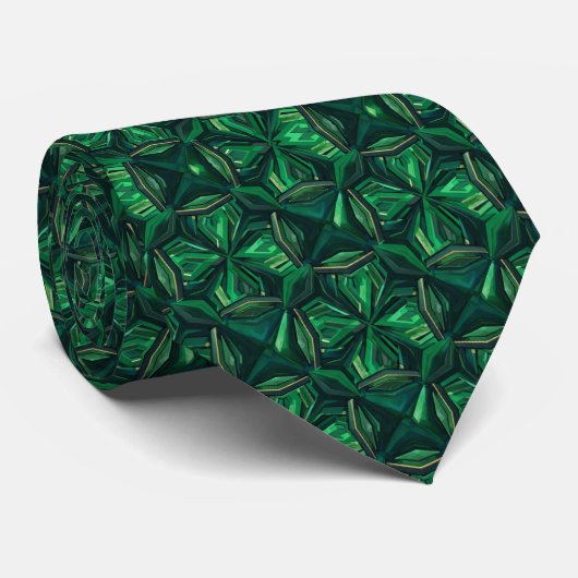 Luxury Emerald Gemstone Geometric Pattern Krawatte (Gerollt)