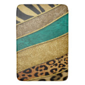 Luxury Emerald & Gold Safari Leopard Zebra Glitter Badematte (Vorderseite Vertikal)
