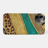 Luxury Emerald & Gold Safari Leopard Zebra Glitter Case-Mate iPhone Hülle (Rückseite (Horizontal))