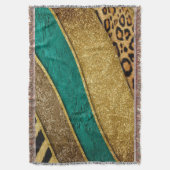 Luxury Emerald & Gold Safari Leopard Zebra Glitter Decke (Vorderseite Vertikal)