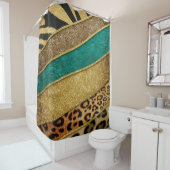 Luxury Emerald & Gold Safari Leopard Zebra Glitter Duschvorhang (Beispiel)
