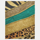 Luxury Emerald & Gold Safari Leopard Zebra Glitter Fleecedecke (Vorderseite)
