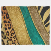 Luxury Emerald & Gold Safari Leopard Zebra Glitter Fleecedecke (Vorderseite (Horizontal))