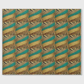 Luxury Emerald & Gold Safari Leopard Zebra Glitter Geschenkpapier (Flach)