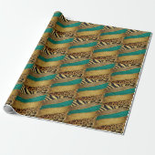 Luxury Emerald & Gold Safari Leopard Zebra Glitter Geschenkpapier (Ungerollt)
