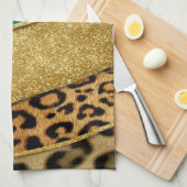 Luxury Emerald & Gold Safari Leopard Zebra Glitter Geschirrtuch (Viertel Falte)