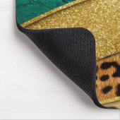 Luxury Emerald & Gold Safari Leopard Zebra Glitter Mousepad (Ecke)