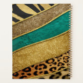 Luxury Emerald & Gold Safari Leopard Zebra Glitter Planer (Rückseite)