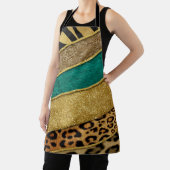 Luxury Emerald & Gold Safari Leopard Zebra Glitter Schürze (InSitu)