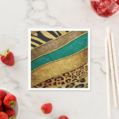 Luxury Emerald & Gold Safari Leopard Zebra Glitter Serviette (Beispiel)