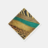 Luxury Emerald & Gold Safari Leopard Zebra Glitter Serviette (Ecke)