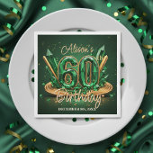 Luxury Emerald Green and Gold 60th Birthday Serviette