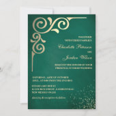 Luxury Emerald Green and Gold Wedding Einladung (Vorderseite)