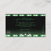 Luxury Emerald Green Black Sparkle Jewels Logo hin Visitenkarte (Rückseite)