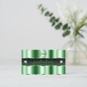 Luxury Emerald Green Black Sparkle Jewels Logo hin Visitenkarte (Stehend Vorderseite)