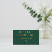 Luxury Emerald Green Gold Attorney at Law QR Code Visitenkarte (Stehend Vorderseite)