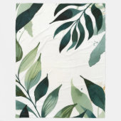 Luxury Emerald Green Gold Botanical Throw Blanket Fleecedecke (Vorderseite)