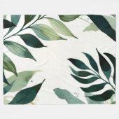 Luxury Emerald Green Gold Botanical Throw Blanket Fleecedecke (Vorderseite (Horizontal))