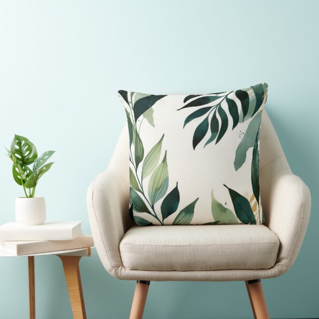 Luxury Emerald Green Gold Botanical Throw Pillow Kissen (Stuhl )