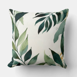 Luxury Emerald Green Gold Botanical Throw Pillow Kissen
