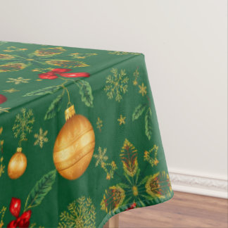 Luxury Emerald Green Gold Christmas Tablecloth Tischdecke