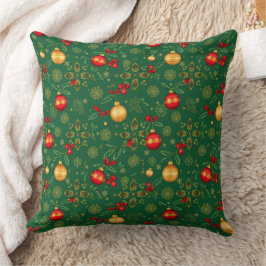 Luxury Emerald Green & Gold Christmas Throw Pillow Kissen