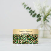 Luxury Emerald Green Gold Leopard Print QR Code Visitenkarte (Stehend Vorderseite)
