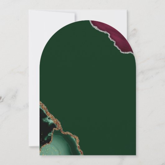 Luxury Emerald Green und rosa Agate Wedding Einladung (Rückseite)