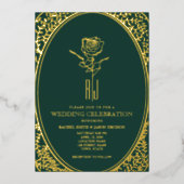 Luxury Emerald Green Wedding Foil Einladung (Vorderseite)