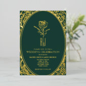 Luxury Emerald Green Wedding Foil Einladung (Stehend vorne)