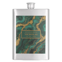 Luxury Emerald Malachite Gold Groomsmen Matte