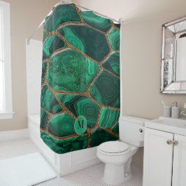 Luxury Emerald Malachite Green Marble Abstract Duschvorhang