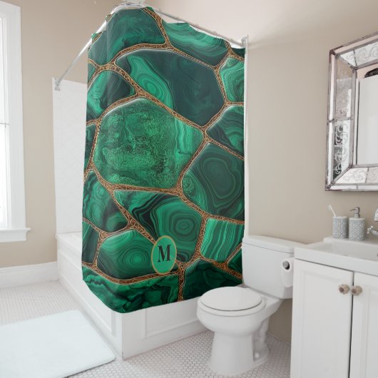 Luxury Emerald Malachite Green Marble Abstract Duschvorhang (Beispiel)