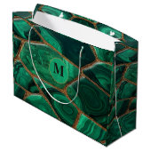 Luxury Emerald Malachite Green Marble Abstract Große Geschenktüte (Rückseite Schrägansicht)