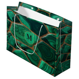 Luxury Emerald Malachite Green Marble Abstract Große Geschenktüte