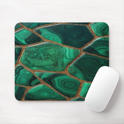 Luxury Emerald Malachite Green Marble Abstract Mousepad (Mit Mouse)
