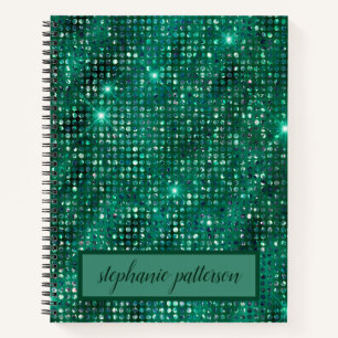 Luxury Emerald Shimmering Sequins Individuelle Nam Notizblock