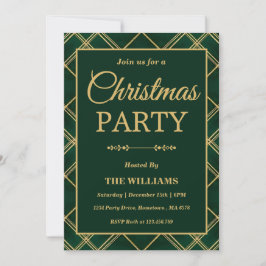 Luxury Emerald Tartan Plaid Christmas Party Einladung