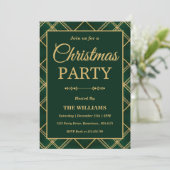 Luxury Emerald Tartan Plaid Christmas Party Einladung (Stehend Vorderseite)