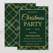 Luxury Emerald Tartan Plaid Christmas Party Einladung (Vorne/Hinten)