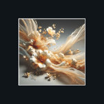 Luxury Ethereal Floral Art - Sculpted White Flower Leinwanddruck<br><div class="desc">A breathtaking digital art piece featuring sculpted white lilies or hibiscus-like flowers with elegant, pleated petals. The blooms are intertwined with flowing golden silk ribbons, delicate translucent veils, and scattered gold pearls. Against a soft grey background, this composition exudes a sense of grace, movement, and high-end fashion aesthetic. Ideal for...</div>