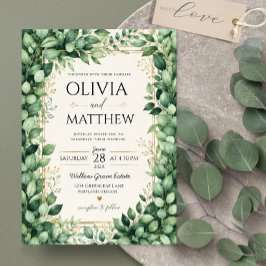 Luxury Eucalyptus Greenery Gold Botanical Frame Einladung
