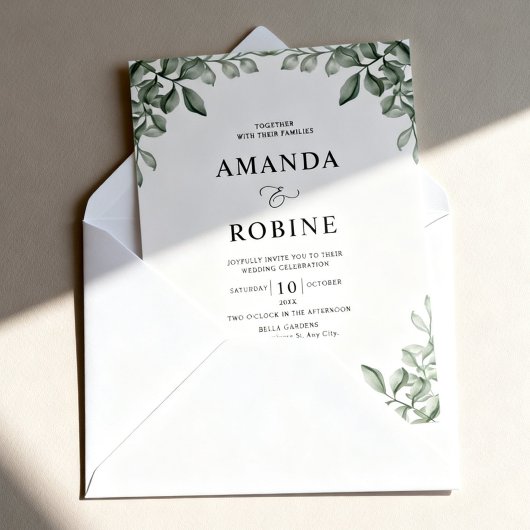 Luxury Eucalyptus Greenery Wedding Invitation Einladung