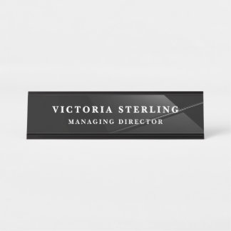 Luxury Executive Black & Silver Schreibtischnamensplakette