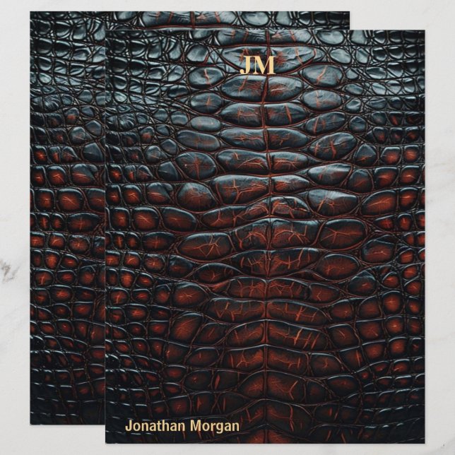 Luxury Executive Monogram Premium Leather  Briefbogen (Vorne/Hinten)