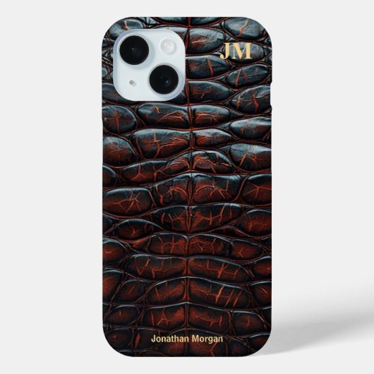 Luxury Executive Monogram Premium Leather Case-Mate iPhone Hülle (Rückseite)