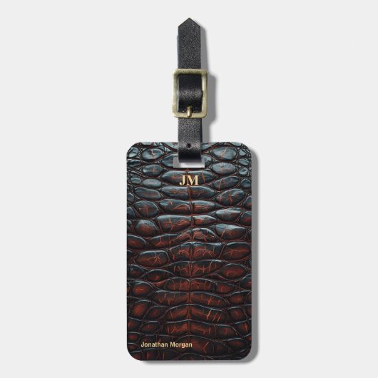 Luxury Executive Monogram Premium Leather Gepäckanhänger (Vorderseite vertikal)