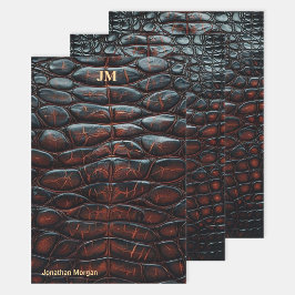 Luxury Executive Monogram Premium Leather Geschenkpapier Set