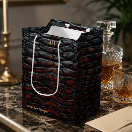 Luxury Executive Monogram Premium Leather Mittlere Geschenktüte