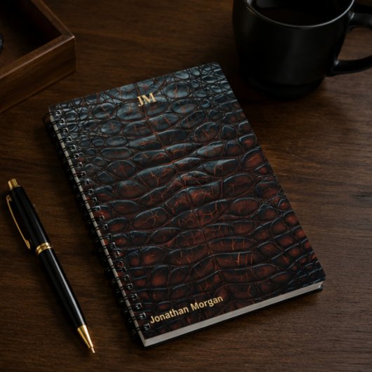 Luxury Executive Monogram Premium Leather Notizblock